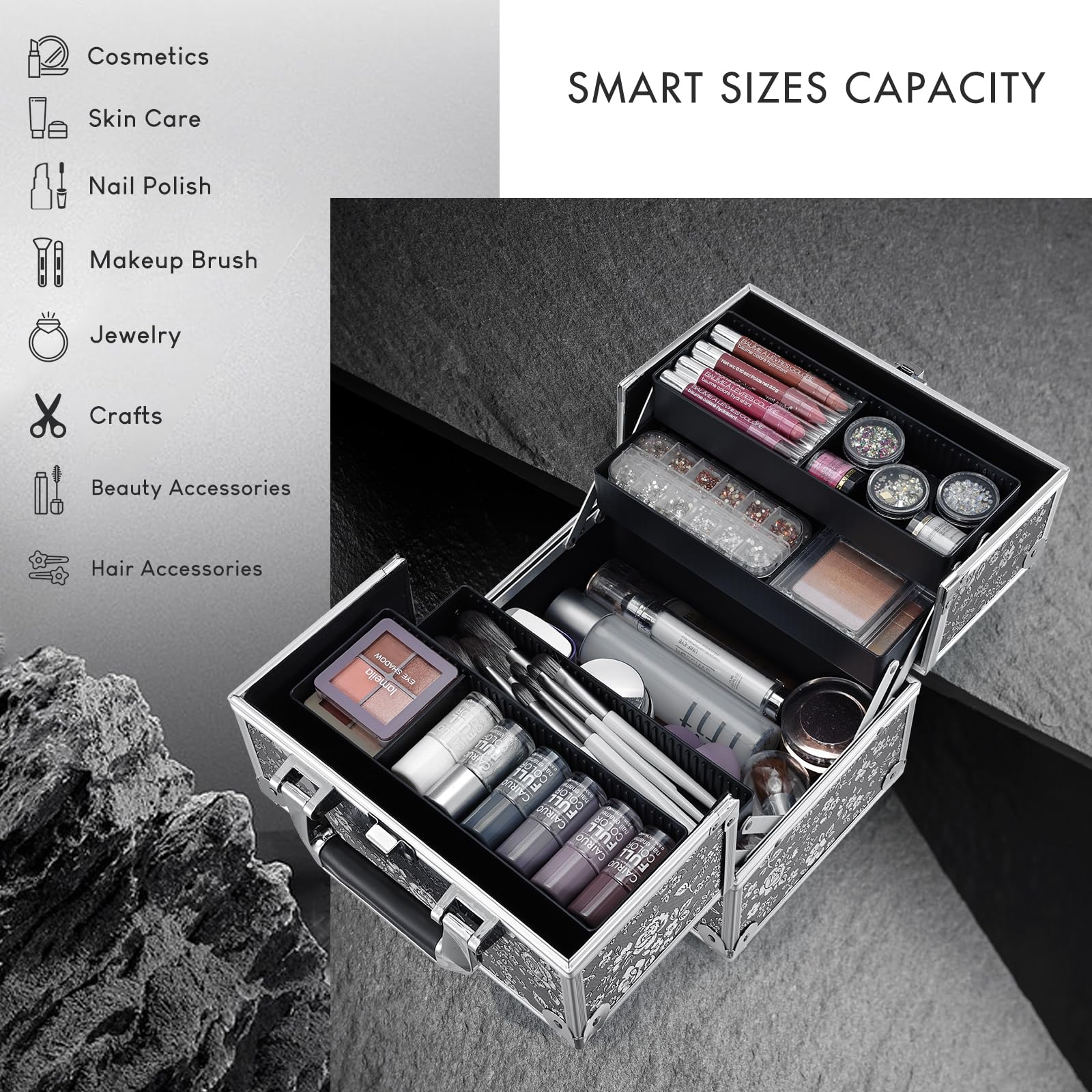 Amazon.com : Frenessa Makeup Case Makeup Box Cosmetic Organizer